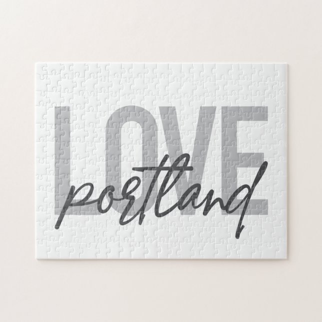 Modern, simple, urban, cool design Love Portland Jigsaw Puzzle (Horizontal)