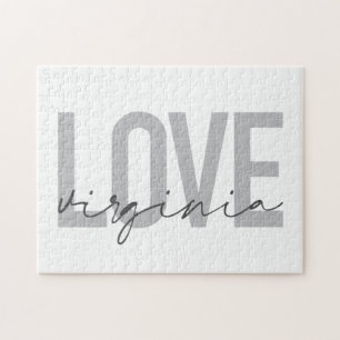 Modern, simple, urban, cool design Love Virginia Jigsaw Puzzle