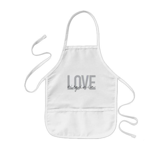 Modern, simple, urban, cool design Love Virginia Kids Apron (Front)