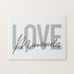 Modern, simple, urban, cool Love Minneapolis Jigsaw Puzzle