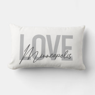 Modern, simple, urban, cool Love Minneapolis Lumbar Pillow
