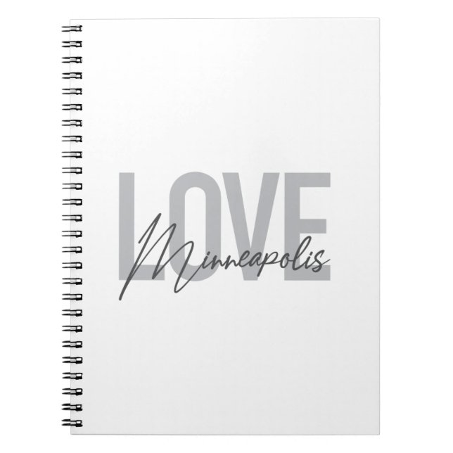 Modern, simple, urban, cool Love Minneapolis Notebook (Front)