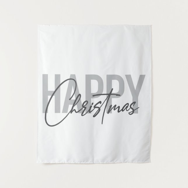 Modern, simple, urban design Happy Christmas Tapestry (Front)