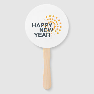 Modern, simple, urban design of "Happy New Year" Hand Fan