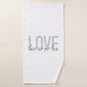 Modern, simple, urban design of Love Los Angeles Bath Towel