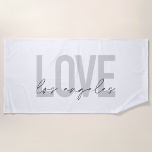 Modern, simple, urban design of Love Los Angeles Beach Towel
