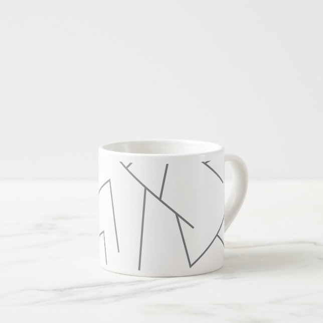 Modern, simple urban, dynamic graphic line pattern espresso cup (Front Right)
