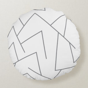 Modern, simple urban, dynamic graphic line pattern round pillow