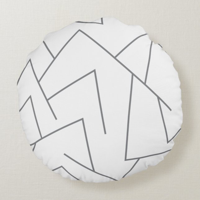 Modern, simple urban, dynamic graphic line pattern round pillow (Back)