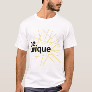 Modern, simple urban graphic design of "Be Unique" T-Shirt