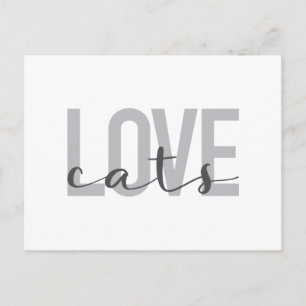 Modern, simple, urban, trendy design Love Cats Postcard