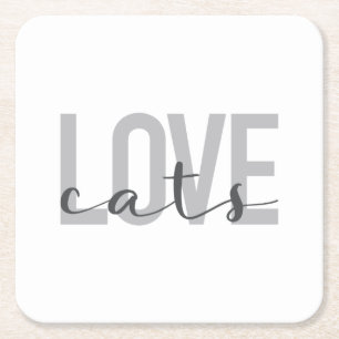 Modern, simple, urban, trendy design Love Cats Square Paper Coaster