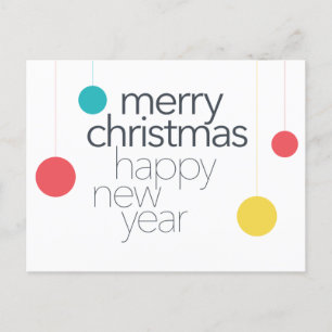 Modern, simple, vibrant, fun "Merry Christmas" Holiday Postcard