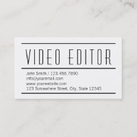 Modern Simple Video Editor Business Card