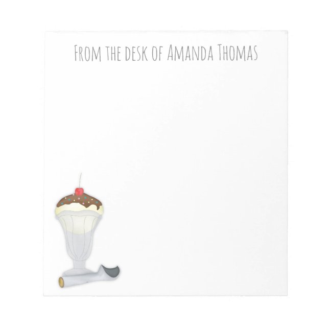 Modern Simple Vintage Ice Cream Sundae Fun  Notepad (Front)