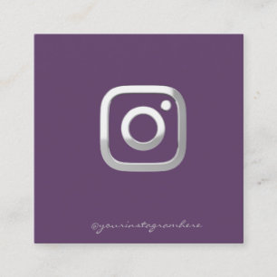 Modern Simple Violet,Silver Instagram Social Media Square Business Card