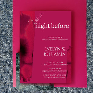 Modern, Simple Viva Magenta Rehearsal Dinner   Invitation