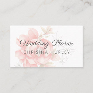 Modern simple watercolor botanical red peony business card