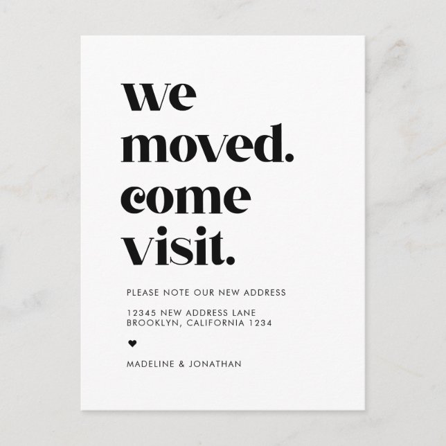 Modern Simple We Moved Come Visit Moving Announcement Postcard (Front)