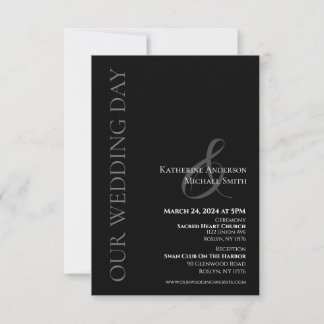 Modern Simple Wedding-Black and White Invitation