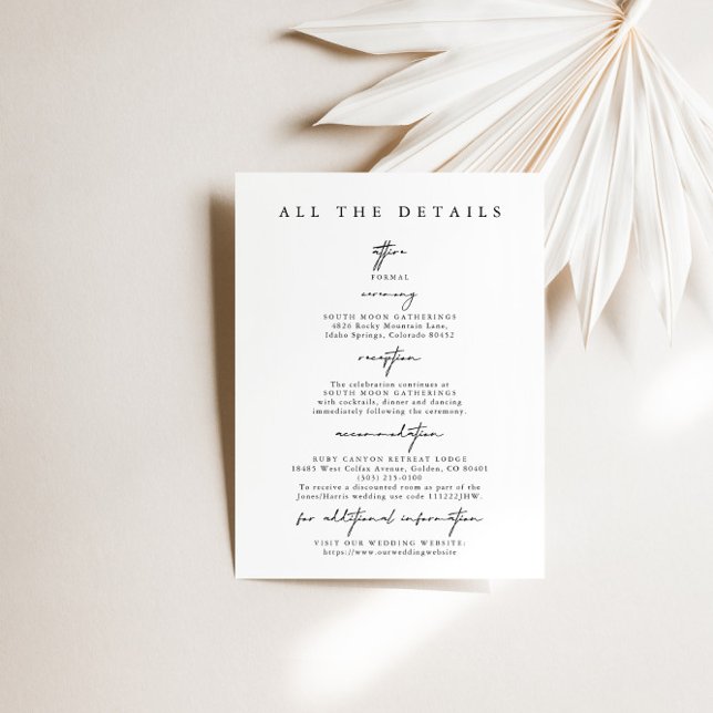 Modern Simple Wedding Detais Enclosure Cards (Creator Uploaded)