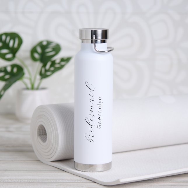 Modern Simple Wedding Elegant Bridesmaid Water Bottle (Yoga)