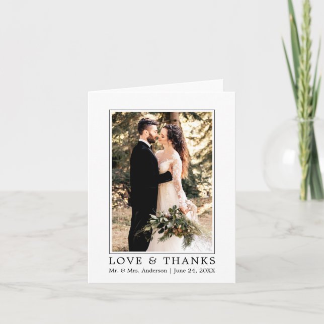 Modern Simple Wedding Love and Thanks Note Thank You Card (Front)