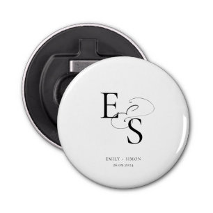 Modern Simple Wedding Monogram Ampersand  Bottle Opener