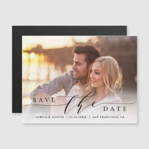 Modern & Simple Wedding Photo Save the Date Magne Magnetic Invitation