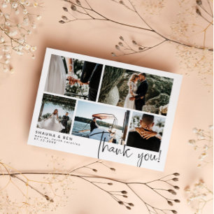 Modern Simple Wedding Photo Thank You Card