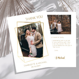 Modern simple wedding photo thank you card