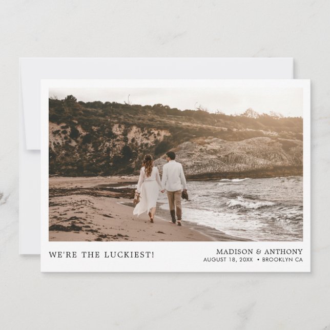 Modern Simple Wedding Photo Thank You Card (Front)