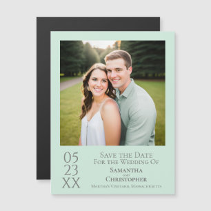 Modern Simple Wedding Save the Date Photo Mint Magnetic Invitation