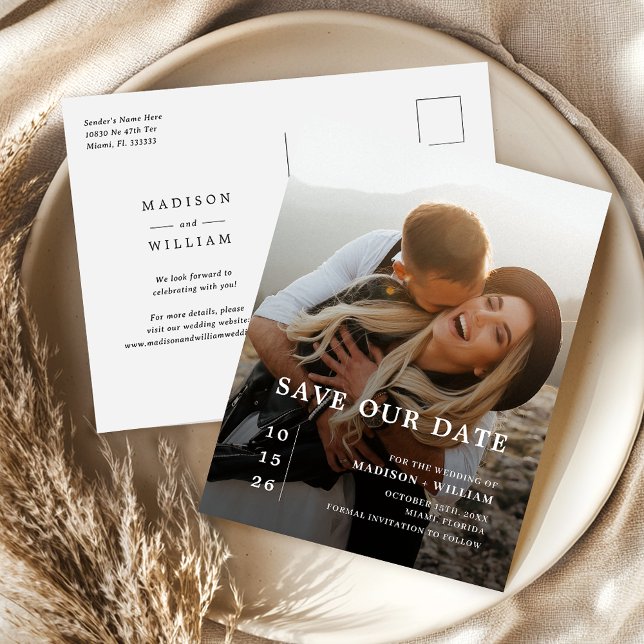 Modern Simple Wedding Save the Date  Postcard (Creator Uploaded)