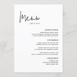 Modern Simple Wedding Table Menu Cards Flat Menu