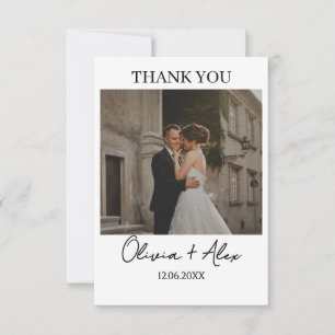 Modern Simple Wedding Thank You Cards With Photo