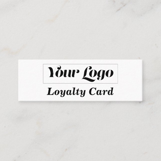 Modern Simple White Add Your Logo Loyalty Custom Mini Business Card (Front)