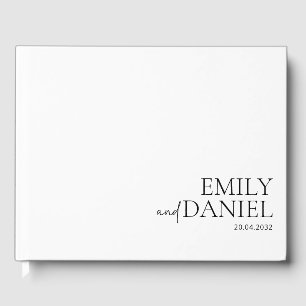 Modern, simple, white and black  guest book
