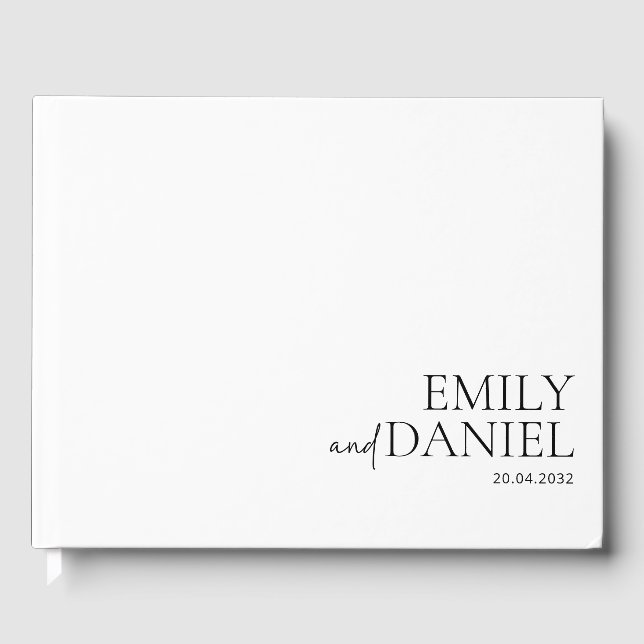 Modern, simple, white and black  guest book (Front)