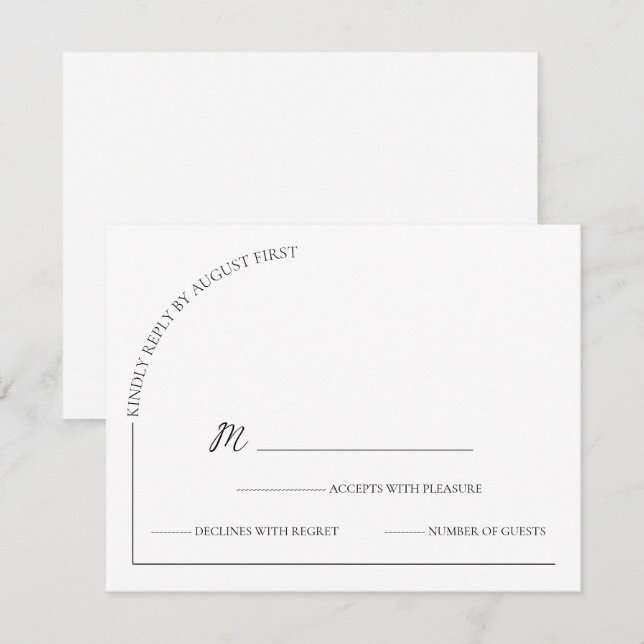 Modern Simple White Black  RSVP Card (Front/Back)