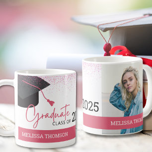 Modern Simple White Blush Graduation Photo  Coffee Mug