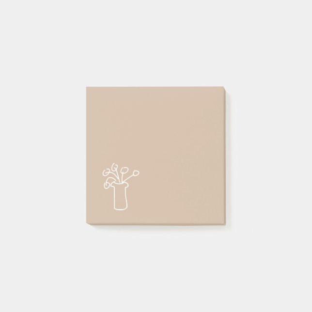 Modern simple white flower art stationery post-it notes (Front)