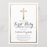 Modern Simple White Gold Cross Border Communion