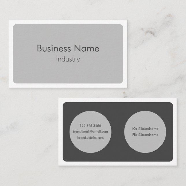 Modern Simple White Graphite Minimalist Horizontal Business Card (Front/Back)