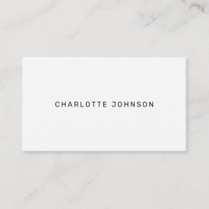 Modern Simple White Linen Minimalist Professional Business Card