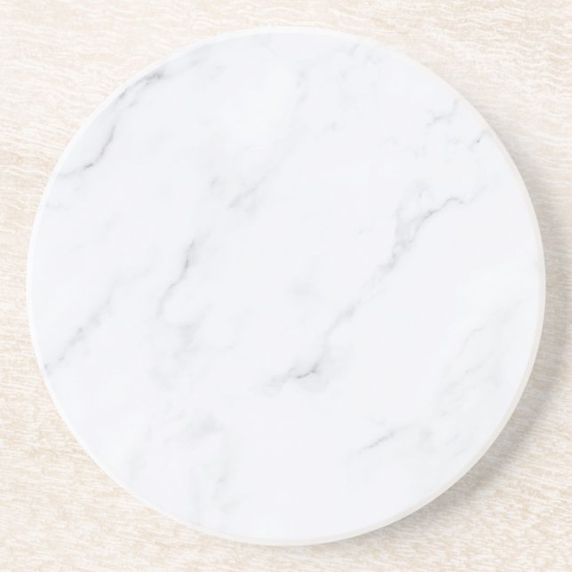 Modern Simple White Marble Rustic Paper Coaster (Front)