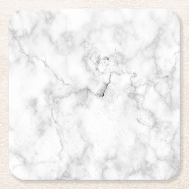 Modern Simple White Marble Rustic Paper Coaster (Front)