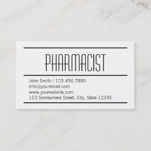 Modern Simple White Pharmacist Business Card