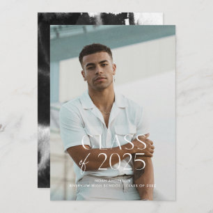 Modern Simple White Photo Graduation Party Invitation
