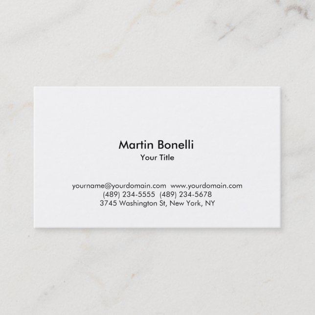 Modern Simple White Professional Business Card (Front)